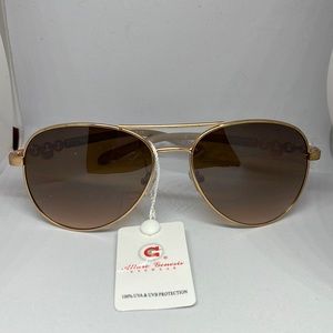 aviator sunglasses for women in gold with coffee